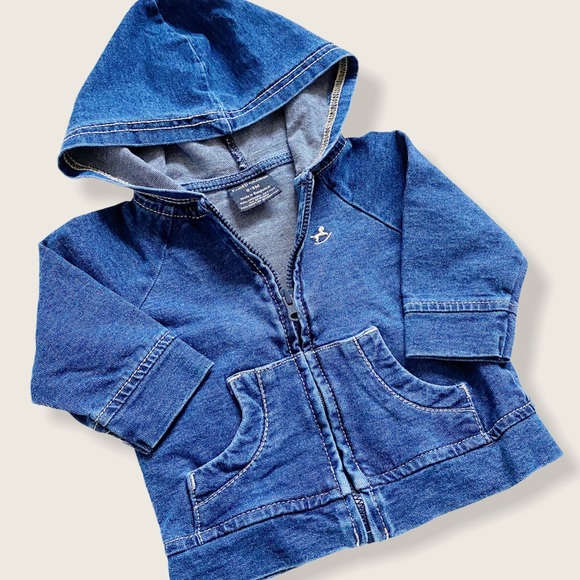 Faded Glory 0-3M Denim Cotton Hoody - Picture 1 of 3